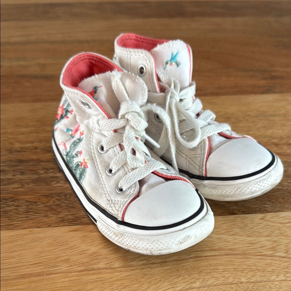 Converse White and Pink High-Top Sneakers